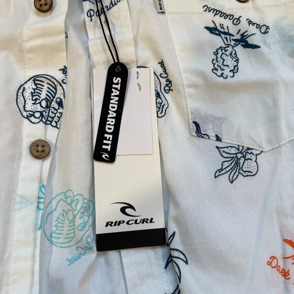 NEW WITH TAGS RIP CURL PARADISE BOYS SHORT SLEEVE SHIRT WHITE SIZE 16 - Picture 3 of 3